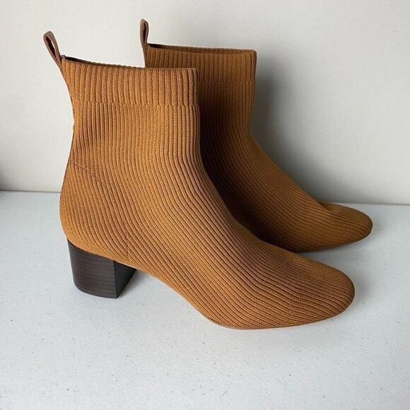 Everlane The Glove Boots Booties Womens 10 Toffee Brown Ribbed Block Heels
